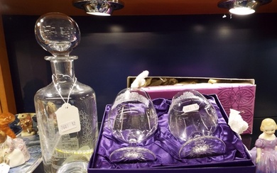 A Wedgwood glass bottle decanter and a boxed pair of Edinbur...