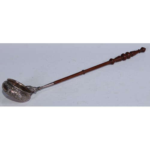 A William IV/early Victorian Scottish silver punch ladle, th...