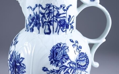 A Worcester Blue and White Porcelain Moulded Jug, Circa...