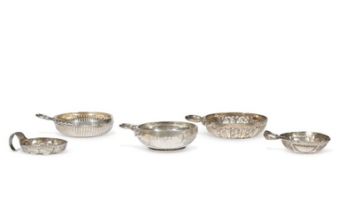 A collection of French silver tastevins various makers, 18th...