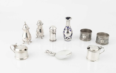 A collection of silver, to include a caddy spoon with...