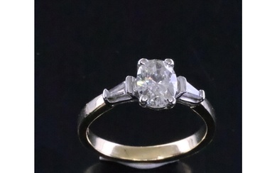 A diamond single stone ring set in 18ct gold finger size N w...