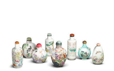 A group of eight famille-rose snuff bottles