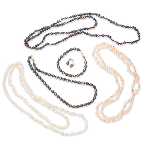 A group of pearl jewelry