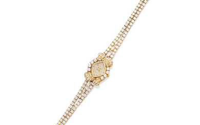 A lady's 18k gold and diamond bracelet watch