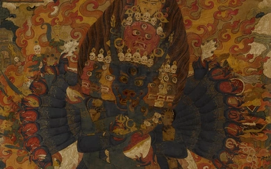 A large thangka of Vajrabhairava, Tibet, 18th century