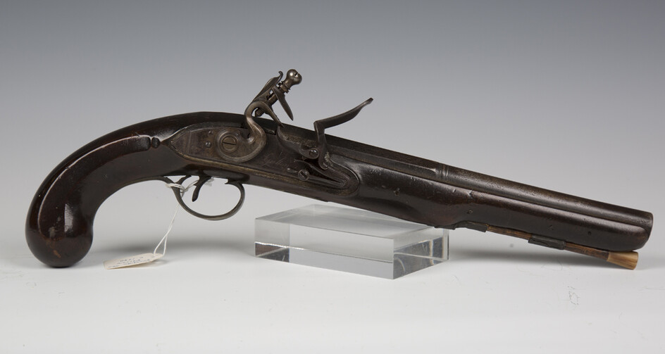 A late 18th/early 19th century flintlock pistol by Galton with part-octagonal moulded barrel, barrel