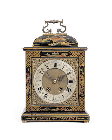 A late 19th/early 20th century Japanned bracket clock