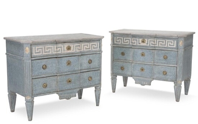 SOLD. A pair of Gustavian style painted commodes. 20th century. H. 86 cm. W. 105 cm. D. 50 cm. (2). – Bruun Rasmussen Auctioneers of Fine Art