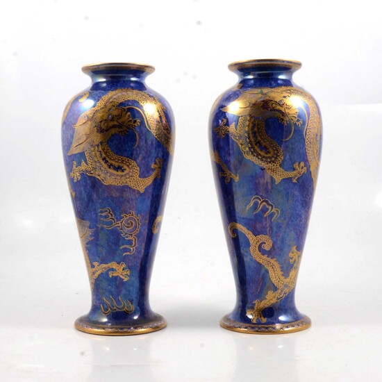 A pair of Wedgwood Dragon lustre vases designed by Daisy Makeig-Jones.