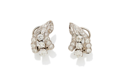 A pair of diamond earclips