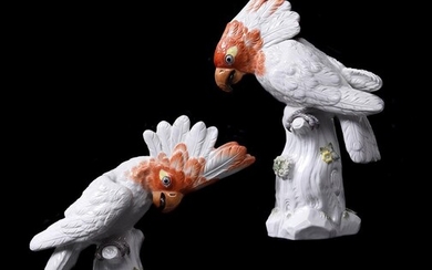 A pair of modern Meissen cockatoos