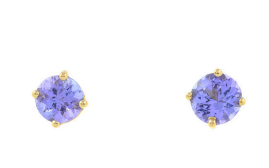 A pair of tanzanite stud earrings.