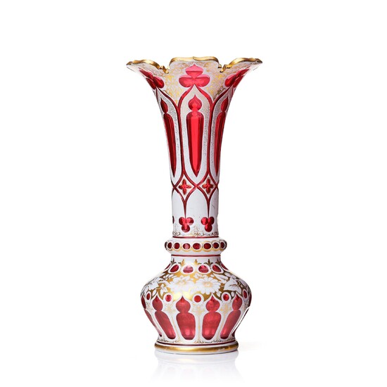 A ruby red glass vase, Russia or Bohemia, 19th century.