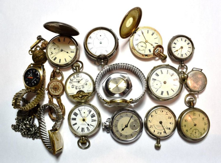 A selection of pocket and wristwatches consisting of a Trench...