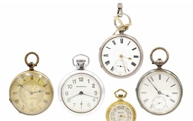 A selection of pocket watches. To include a key wind lever p...