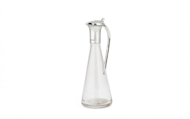 A silver mounted clear glass claret jug by Martyn Pugh