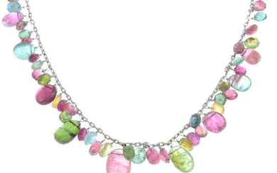 A vari-hue tourmaline necklace.