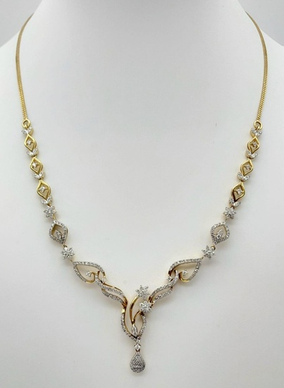 A very elegant 14 K yellow gold necklace with...