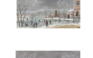 AERT VAN DER NEER (GORINCHEM 1603-1677 AMSTERDAM) Les patineurs; et Barques dans un paysage d'hiver