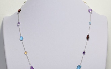 ALGT Certificaat - 14 kt. Gold, White gold - Necklace - 26.50 ct Topaz - Amethysts, Citrines, Garnets, Peridots