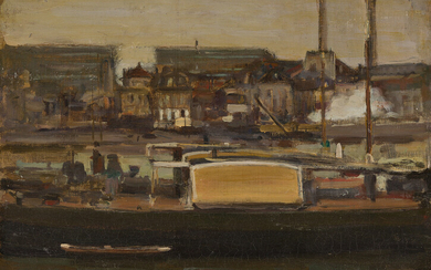 ALSON SKINNER CLARK Along the Seine, Paris. Oil on panel, 1903. 265x350 mm;...