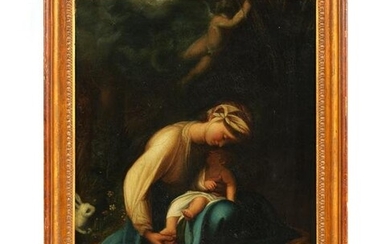 AN 18TH/19TH CENTURY OIL ON CANVAS - MADONNA AND CHILD