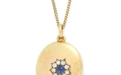 AN ANTIQUE SAPPHIRE AND DIAMOND LOCKET PENDANT AND