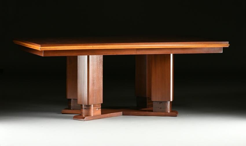 AN ART DECO ROSEWOOD DINING TABLE, POSSIBLY AMERICAN