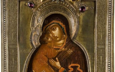 AN ICON SHOWING THE VOLOKOLAMSKAYA MOTHER OF GOD WITH