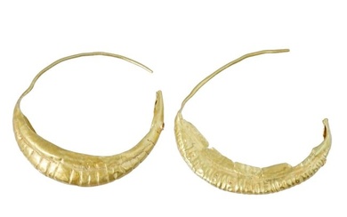 ANCIENT ROMAN 22K GOLD HOOP EARRINGS OF ANIMAL SHAPE