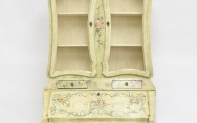 ANTIQUE FRENCH PAINT DECORATED SECRETARY CABINET