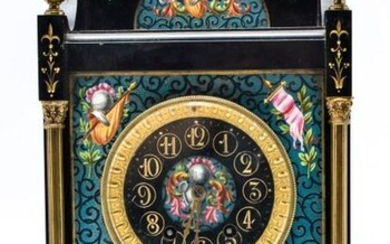 Aesthetic Movement Marble & Enamel Mantel Clock