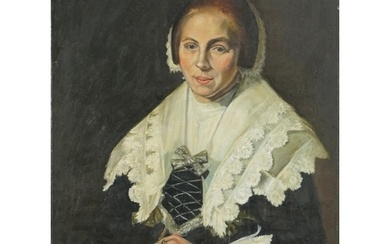 After Frans Hals - Portrait of a woman with a fan, Dutch Old...
