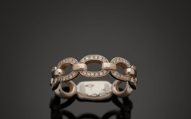 Alliance en or gris 18K 750‰, composée d'anneaux sertis de diamants brillantés Taille de doigt...