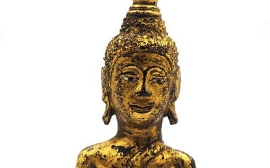 Amazing Buddha in carved gilded wood (1) - Wood - Laos - First half 20th century