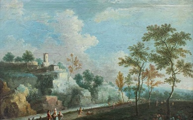 Paolo Anesi (1697 – 1773), Ambito di - Paesaggio fluviale con vista sul castello