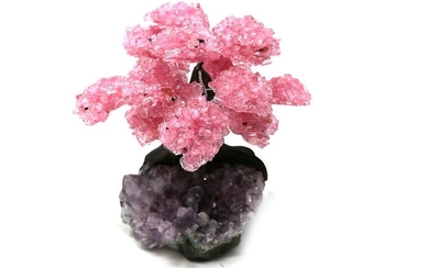 Amethyst (purple variety of quartz) & Rose Quartz Branches - 14×3×3 cm - 655 g