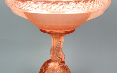 An Art Deco pink frosted glass centrepiece, H. 27cm.
