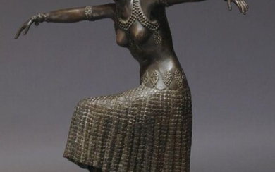 An Art Deco style bronze figure, modelled as a dancing...