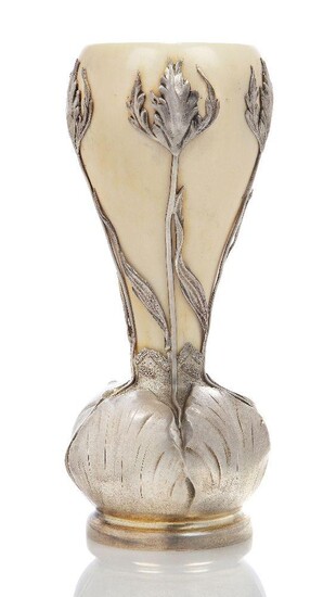 An Art Nouveau silver and ivory 'Safran' vase c.1901, Mark...