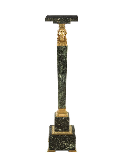 An Empire Style Gilt Bronze and Marble Pedestal