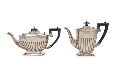 An English Silver-Plate Coffee Pot and Teapot