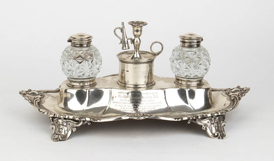 An English Victorian silver inkwell - London 1850-1851, Smith...
