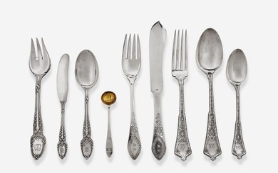 An assorted group of fifty-two sterling silver flatware items, Tiffany & Co., New York, NY, dates