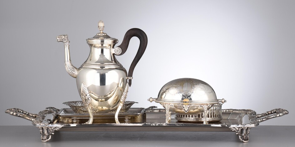 An interesting collection of silver and silver-plated items