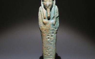 Ancient Egyptian Faience, WITHOUT RESERVE PRICE. Shabti. 11 cm H. Ancient Egypt, Late Period, 664 - 332 BC Figure
