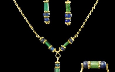 Ancient Roman Glass Necklace and Earrings with Roman glass beads