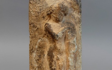 Ancient Roman Marble Erotic relief with a nude male. 3th century AD. 18 cm H.