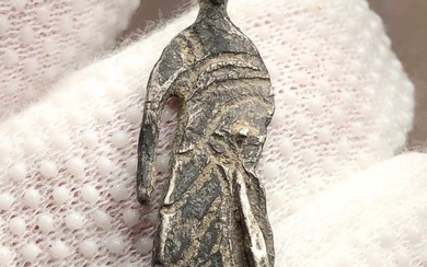 Ancient Roman Silver Male Figurine wearing Toga, so called ''Togatus'' in interesting style.